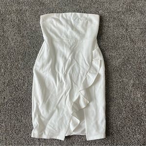 Lulu’s White Strapless Slit Bodycon Dress